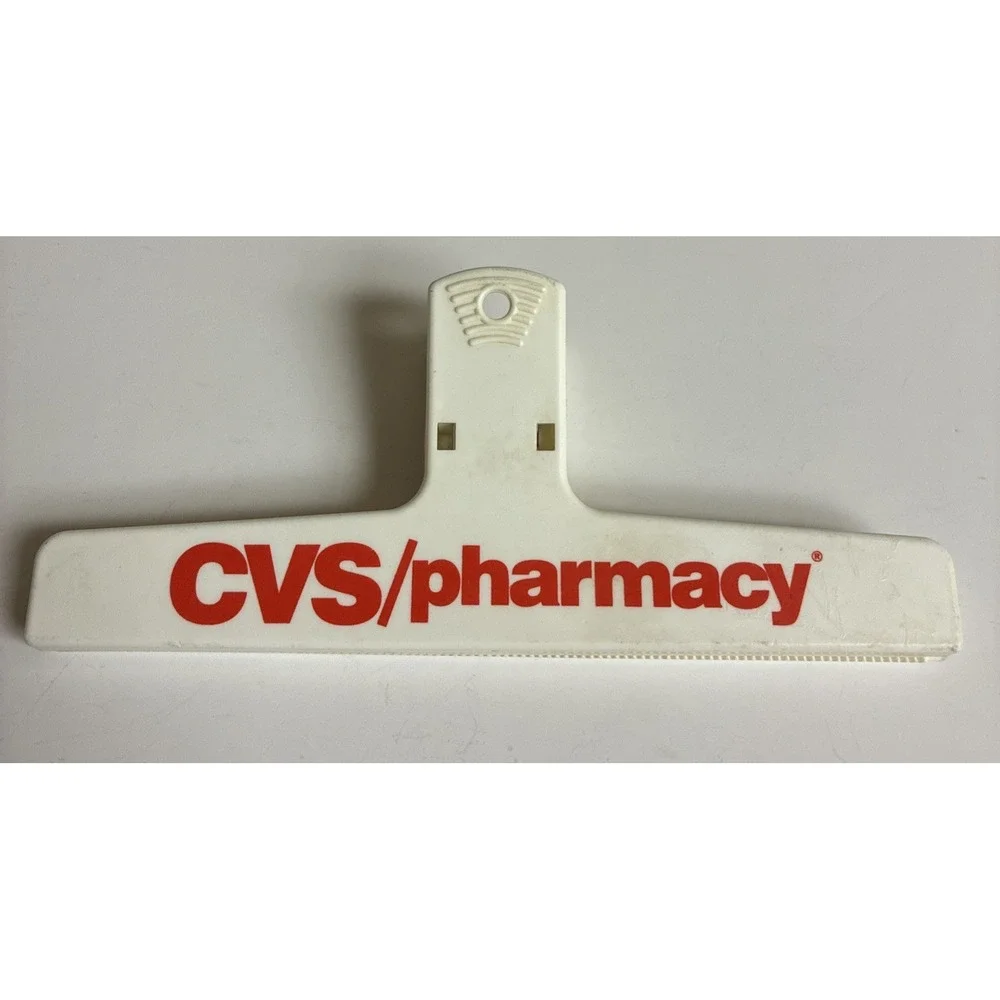 Bag Clip CVS Pharmacy Red Board File Chips Plastic 6in‎ Vintage